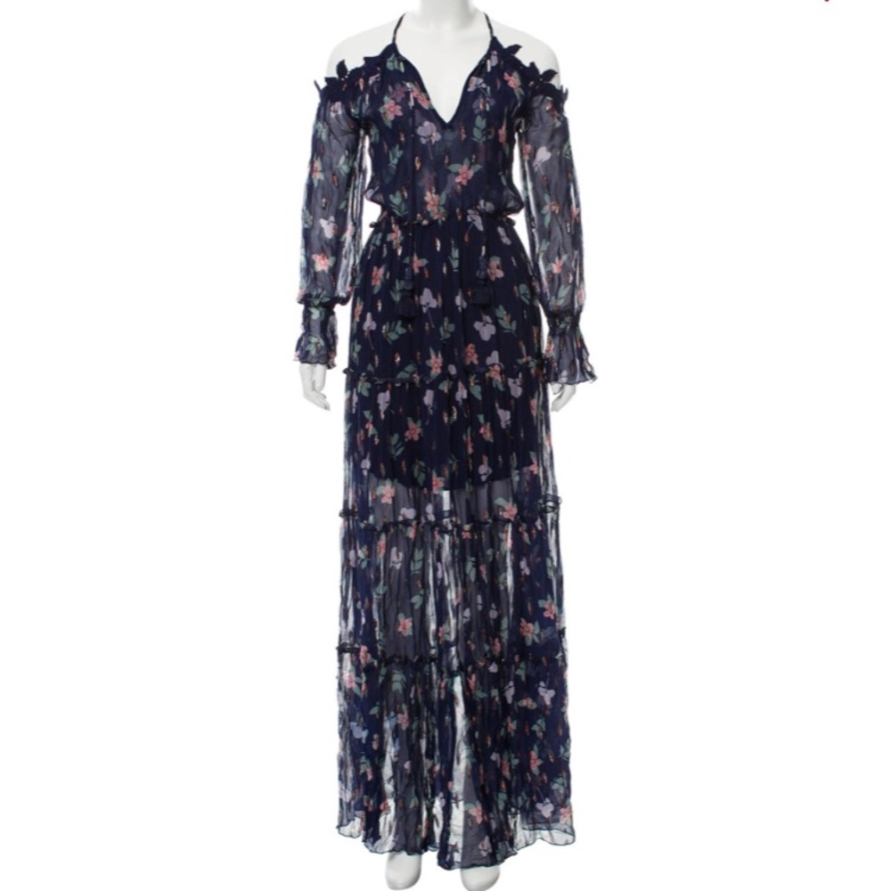 Sheer Metallic Floral Dress